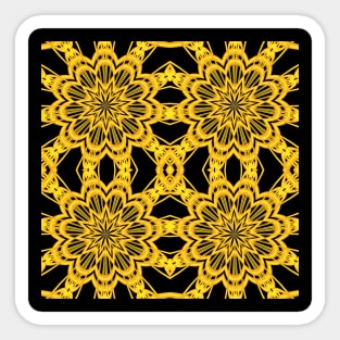 3-D Look Golden Kaleidoscope Mandala Flowers Sticker